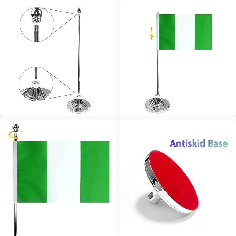 WXTWK 2 Pack Nigeria Flag Nigerian Desk Flag Small Mini Nigerian Table Flags With Stand Base,Home Office Festival Events Celebration Decorations - Image 3